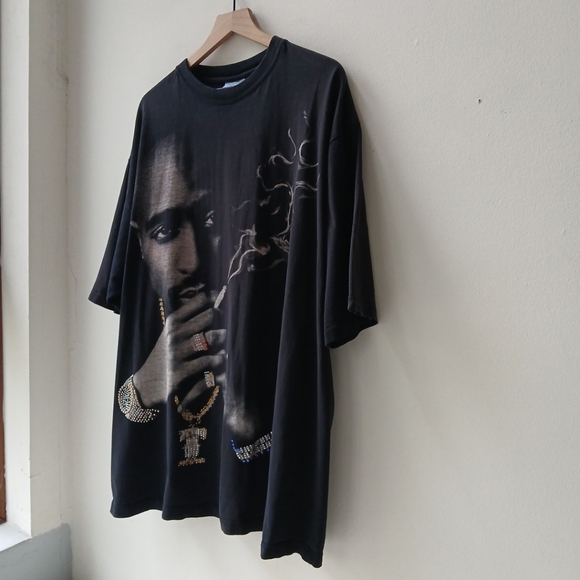 Russo Wear Heavyweight Tupac Bling Graphic T Shirt Black Men's 3XL - Picture 2 of 6